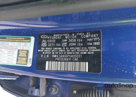 2023 Hyundai Elantra Sel from USA, damaged, VIN KMHLS4AG6PU405031